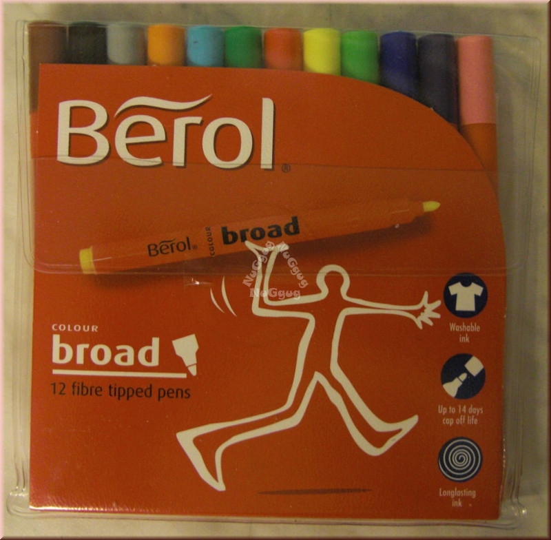 Berol colour broad Fasermaler, 12 Farben