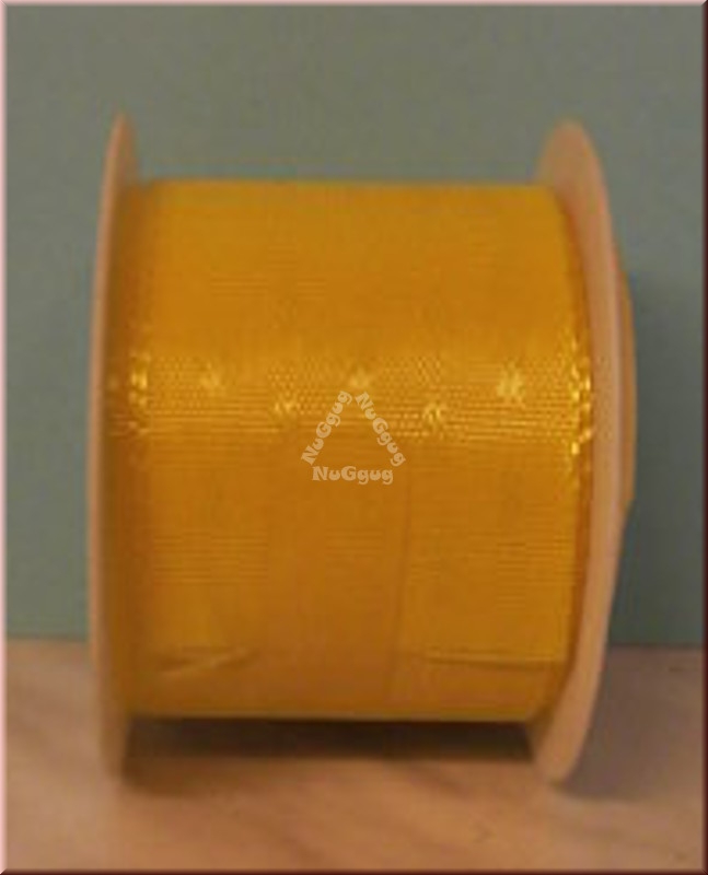 Geschenkband "gelb mit Muster", 40mm x 2 m, Ribbon, Dekoband, Schleifenband