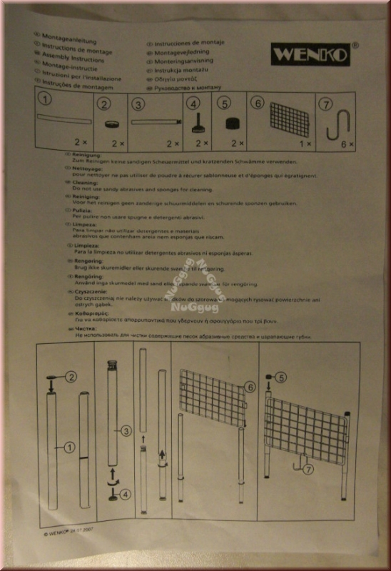 Teleskop Regal Basic, von Wenko, Klemm-Gitter mit 6 Haken, Küchenregal