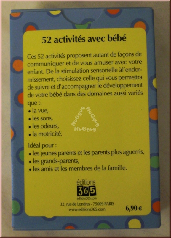 Kartenspiel 52 activite's avec be'be', französisch