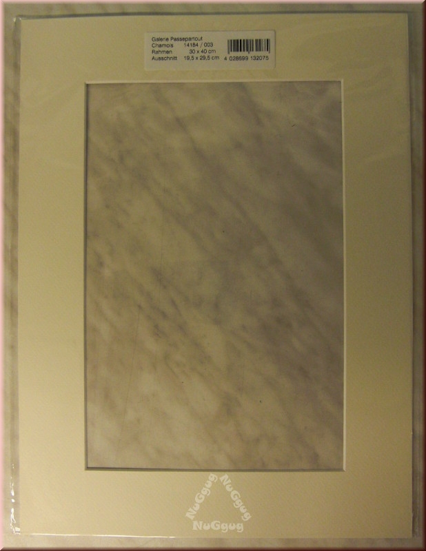 Fertig Passepartout 30x40 cm Chamois, Ausschnitt 19,5 x 29,5 cm