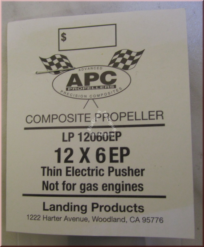 APC Composite Propeller LP 12060EP, 12 x 6 EP, Thin Electric Pusher