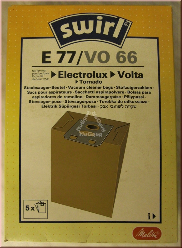 Staubsaugerbeutel Swirl E 77/VO 66 für Electrolux/Volta, 5 Stück
