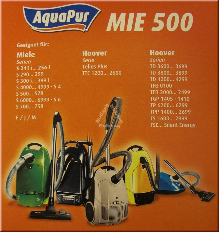 Staubsaugerbeutel AquaPur MIE 500 für Miele/Hoover, 7 Stück + 2 Filter