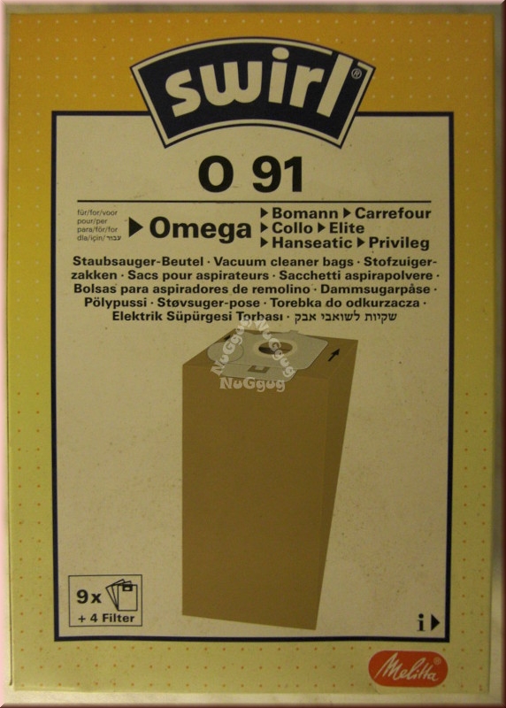 Staubsaugerbeutel Swirl O 91 für Omega, 10 Stück