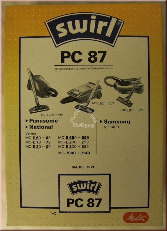 Staubsaugerbeutel Swirl PC 87 für Panasonic/National/Samsung, 5 Stück