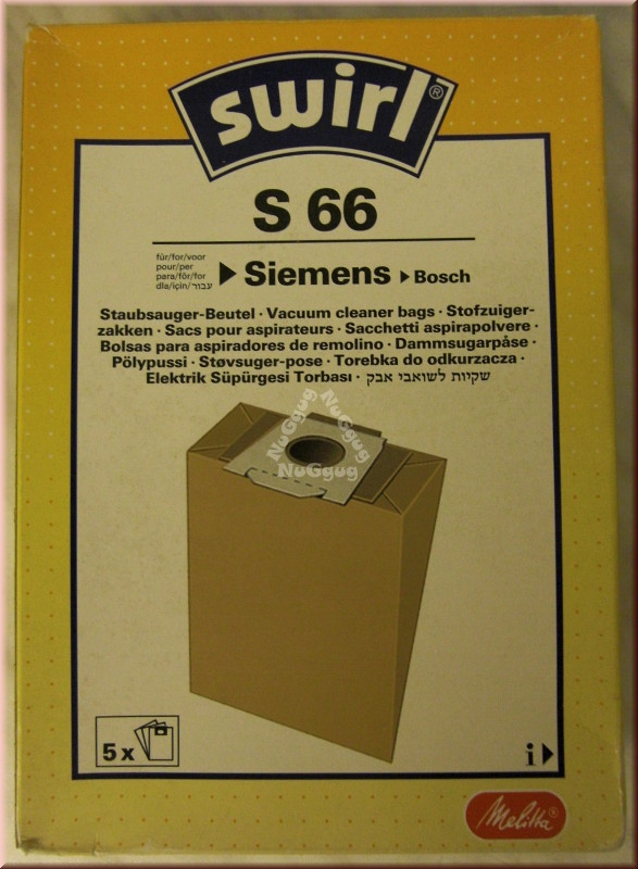 Staubsaugerbeutel Swirl S 66 für Siemens/Bosch, 5 Stück