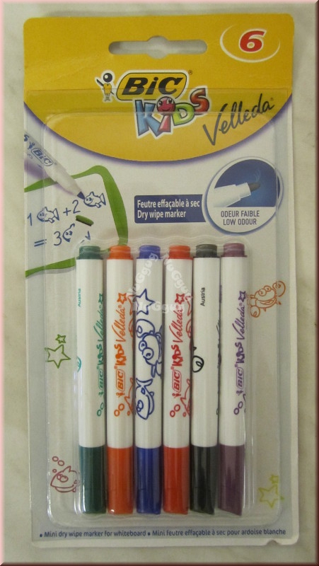 Bic Kids Velleda Mini Whiteboard Marker, 6 Stück