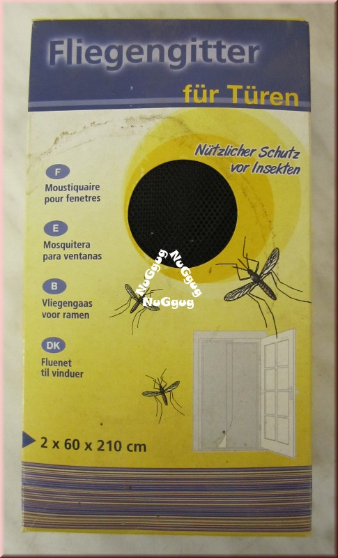 Fliegengitter für Türen mit Klettband, 2 x 60 x 210 cm, schwarz, waschbar
