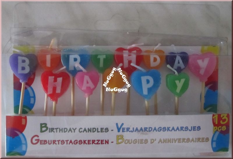 Geburtstagskerzen "Happy Birthday" mit Herz