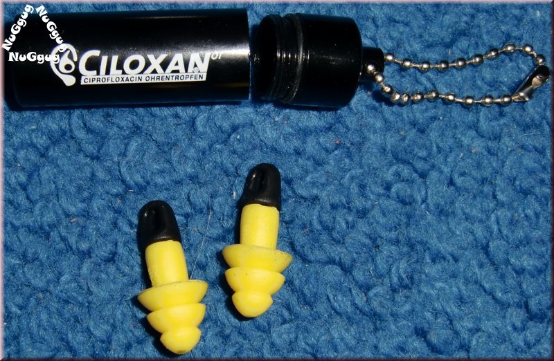 Gehörschutzstöpsel in Metallkapsel, gelb, abwaschbar