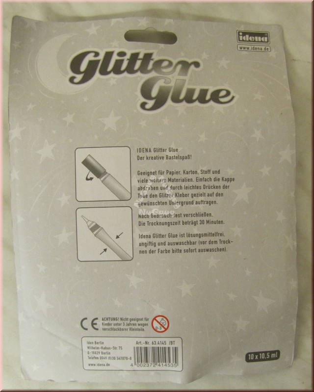 Idena Glitter Glue, 10 Farben Metallic Glitter mit je 10,5ml