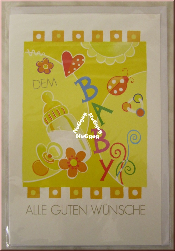 Geburtstagskarte "Dem Baby alle guten Wünsche" mit Umschlag