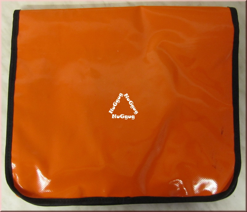 Messenger Bag aus LKW-Plane, orange "5 Sterne für Pflegedienste", Tasche