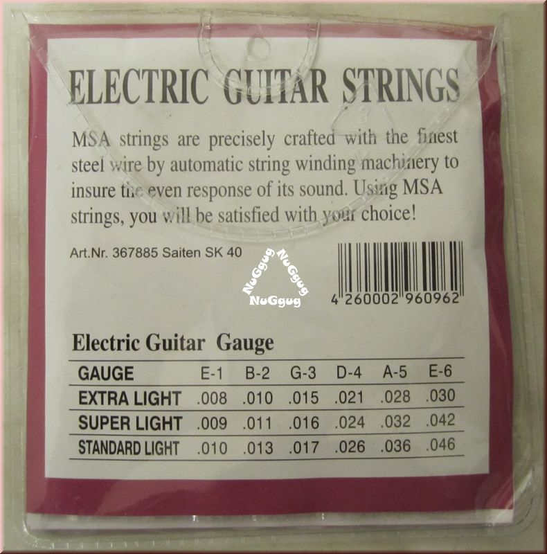 Gitarrensaiten MSA Electric Guitar Strings SK 40. Set 009-042