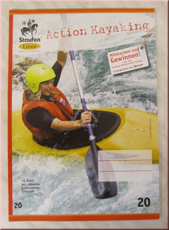 Schulheft A4 Action Kayaking, blanko, 16 Blatt, 80 g/qm