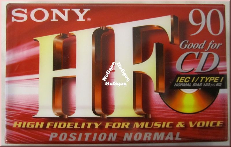 Musikkassette Sony HF 90 IEC I. Leerkassette