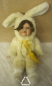 Preview: Porzellankopfpuppe Mädchen im Hasenkostum, Hasenmädchen, 40 cm
