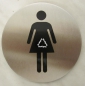 Preview: Türschild Edelstahl WC, mit Symbol "Damen", selbstklebend