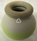 Preview: Design Ton-Vase mit Motiv hellgrün. getöpfert. rund. 10.5 x 11 cm