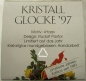Preview: Kristall Glocke 1997 von Hutschenreuther. Crystal Bell 1997. Weihnachtsglocke