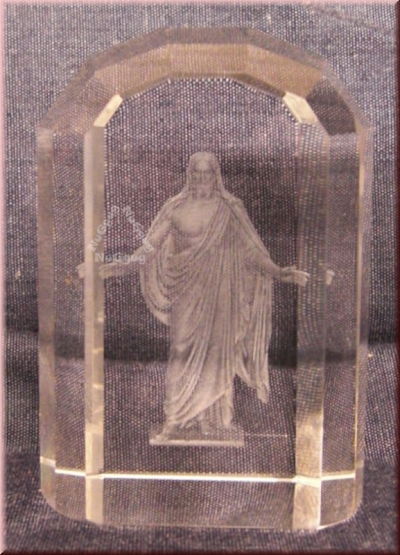 Glasblock mit "Jesus" 3D-Lasergravur, Hologramm, Glas