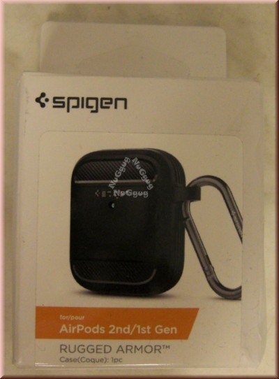 Spigen Rugged Armor Silikonhülle mattschwarz für Airpods 1/2