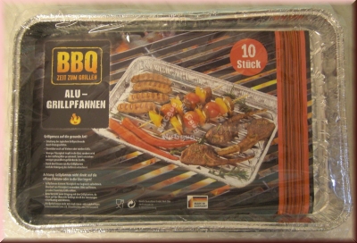 Alu Grillpfannen, Grillschalen, 34 x 22 x 2,5 cm, 10 Stück