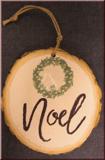 Deko Anhänger Baumscheibe "Noel", Holz