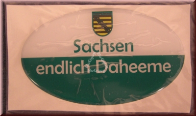 3D Auto-Aufkleber "Sachsen endlich Daheeme", 12 x 7 cm