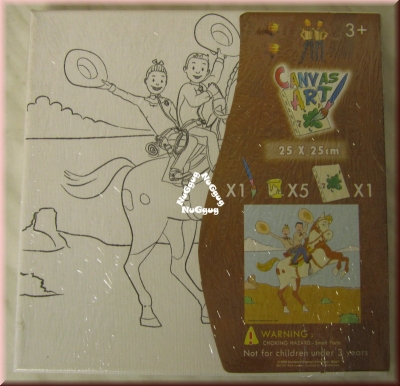 Ausmalbild mit Farben "Pferd mit Reiter", Canvas-Art, 25 x 25 cm