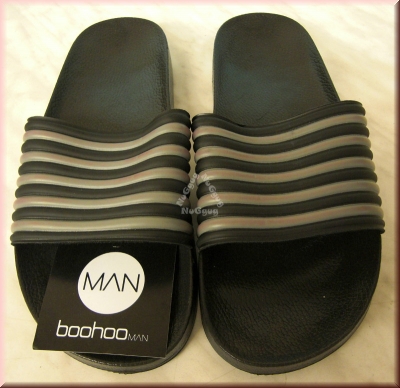 boohooMan Sliders, Badeschuhe, Größe 45, schwarz, Aquaschuhe