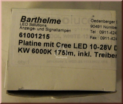 Barthelme Platine mit Cree LED, HighPower LED Kalt Weiß
