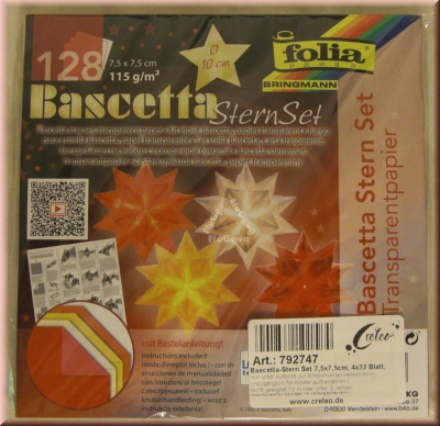 Folia Bascetta Stern Set, 4 x 32 Blatt, 7,5 x 7,5 cm, 115 g/m²
