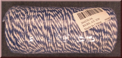 Baumwollschnur blau weiß, 2 mm x 100 Meter, Baumwollseil