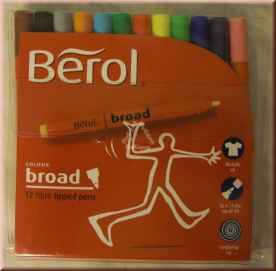 Berol colour broad Fasermaler, 12 Farben