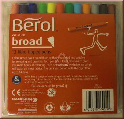 Berol colour broad Fasermaler, 12 Farben