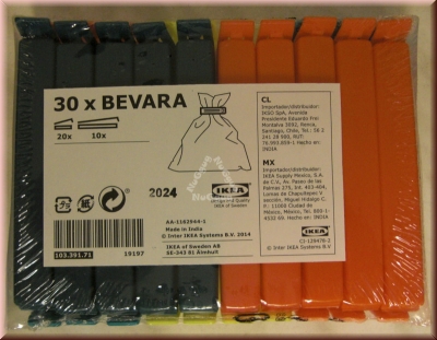 Verschlußklemmen "BEVARA" von Ikea, bunt, 30 Stück, Beutelklammern, Verschlussclips