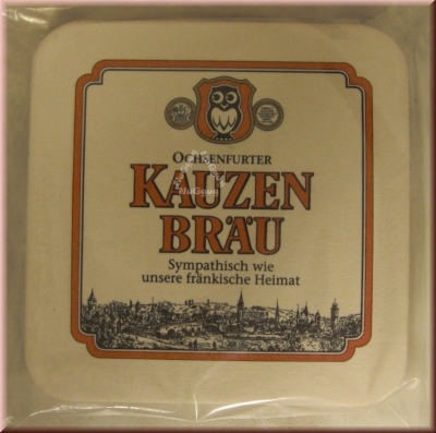 Untersetzer "Kauzen Bräu", aus Pappe, 40 Stück, 4 Motive, Bierdeckel