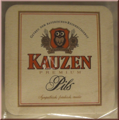 Untersetzer "Kauzen Bräu", aus Pappe, 40 Stück, 4 Motive, Bierdeckel