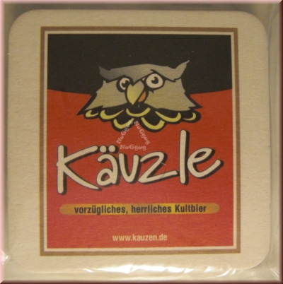 Untersetzer "Kauzen Bräu", aus Pappe, 40 Stück, 4 Motive, Bierdeckel