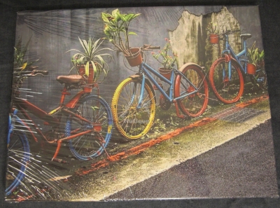 Deko-​Bild "Blumen Fahrräder" auf Leinwand, Druck auf Keilrahmen, 40 x 30 cm