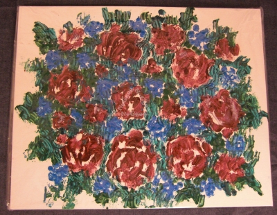 Bild "Blumen", handgemalt, 30 x 24 cm, Bild, unbekannter Künstler