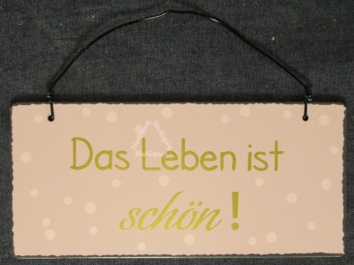 Blechschild "Das Leben ist schön!", 13 x 6 cm. Türschild