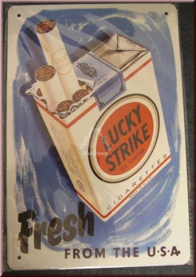 Blechschild "Lucky Strike Fresh FROM THE USA" 20 x 30 cm, selten