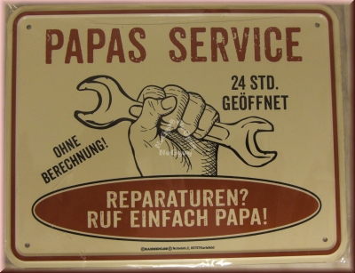 Blechschild "PAPA´S SERVICE", 22 x 17 cm