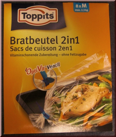 Bratbeutel 2 in 1, Größe M, 25 x 38 cm, 8 Stück, von Toppits
