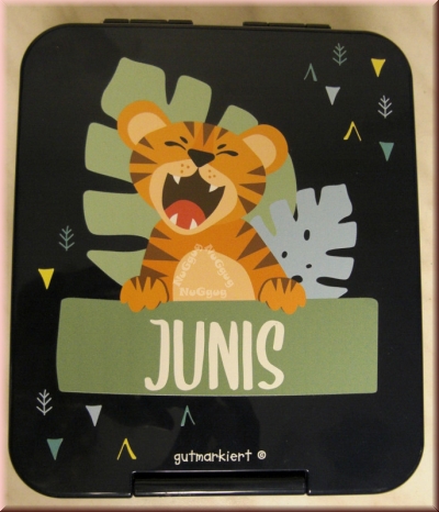 Brotbox mit Namen "Junis", blau, Brotdose, Lunchbox, von gutmarkiert