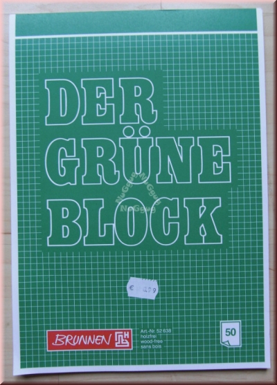 Der grüne Block, Briefblock DIN A4, 50 Blatt, kariert, von Brunnen