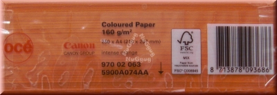 Kopierpapier A4 Canon Coloured océ, intensiv orange, 160 g/m², 250 Blatt, Druckerpapier